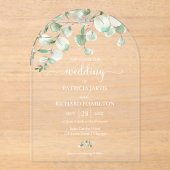 Invitations En Acrylique Mariage Eucalyptus vert (Recto)