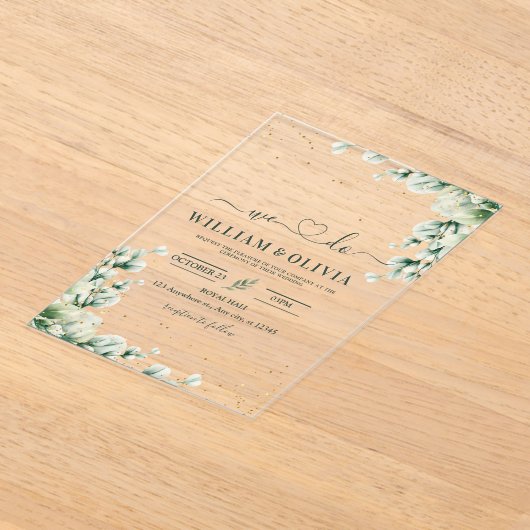 Invitations En Acrylique Mariage Eucalyptus vert Inviter Mariage floral (Poser)
