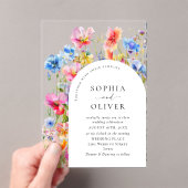 Invitations En Acrylique Mariage Festive Bright Watercolor Fleurs sauvages (In situ (ordinateur de poche))
