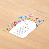 Invitations En Acrylique Mariage Festive Bright Watercolor Fleurs sauvages (Poser)