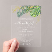 Invitations En Acrylique Mariage Feuille de palme sauvage tropicale (In situ (ordinateur de poche))
