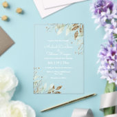 Invitations En Acrylique mariage feuille d'or vert botanique (Insitu (Mariage))