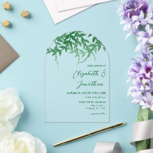 Invitations En Acrylique Mariage Feuille rustique