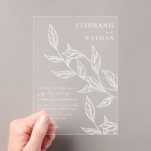 Invitations En Acrylique Mariage Feuille simple (In situ (ordinateur de poche))