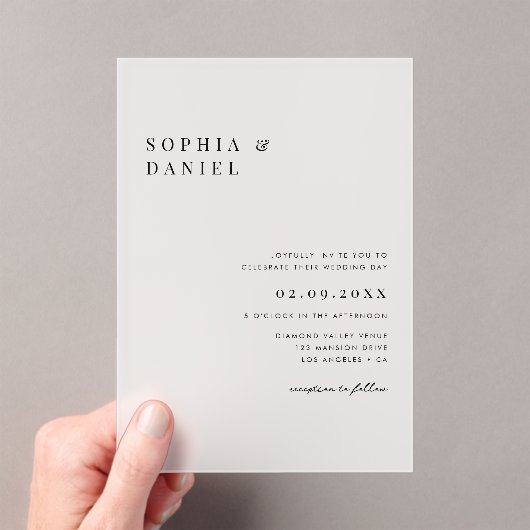 Invitations En Acrylique Mariage figé à budget standard simple (In situ (ordinateur de poche))