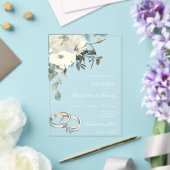 Invitations En Acrylique Mariage Fleur Blanche avec anneau doré (Insitu (Mariage))