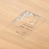 Invitations En Acrylique Mariage Fleur Blanche avec bague (Poser)