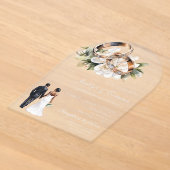 Invitations En Acrylique Mariage Fleur Blanche avec bague (Poser)