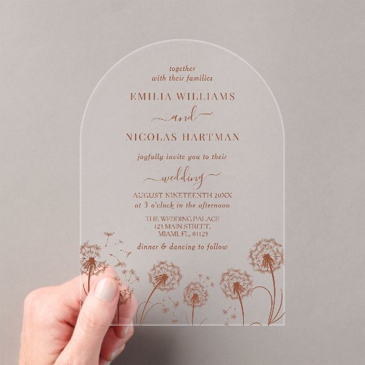 Invitations En Acrylique Mariage Fleur de Champ Rustique (In situ (ordinateur de poche))