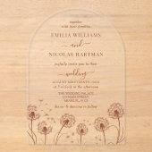 Invitations En Acrylique Mariage Fleur de Champ Rustique (Recto)