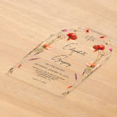 Invitations En Acrylique Mariage Fleur de Peach Monogram (Poser)
