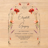 Invitations En Acrylique Mariage Fleur de Peach Monogram (Recto)