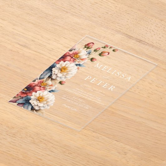 Invitations En Acrylique Mariage fleur sauvage (Poser)