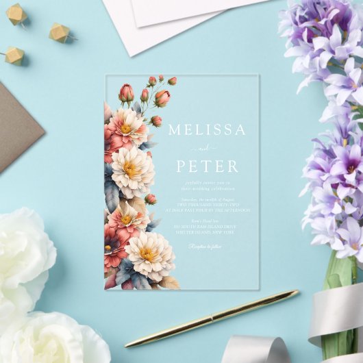 Invitations En Acrylique Mariage fleur sauvage (Insitu (Mariage))