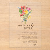 Invitations En Acrylique Mariage fleur sauvage (Recto)