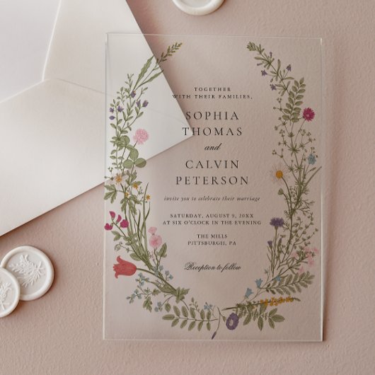 Invitations En Acrylique Mariage fleur sauvage