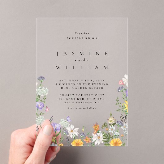 Invitations En Acrylique Mariage fleur sauvage (In situ (ordinateur de poche))