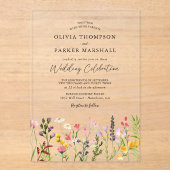 Invitations En Acrylique Mariage Fleur sauvage aquarelle (Recto)