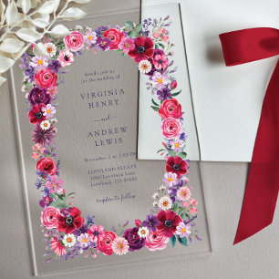 Invitations En Acrylique Mariage Fleur Sauvage Audacieux