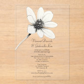 Invitations En Acrylique Mariage Fleur sauvage blanc (Recto)