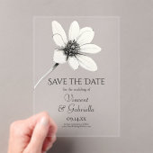 Invitations En Acrylique Mariage Fleur sauvage blanc Enregistrer la date (In situ (ordinateur de poche))