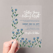 Invitations En Acrylique Mariage Fleur sauvage Bleu délicat (In situ (ordinateur de poche))