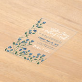 Invitations En Acrylique Mariage Fleur sauvage Bleu délicat (Poser)