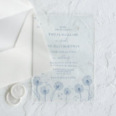 Invitations En Acrylique Mariage Fleur sauvage bleu rustique