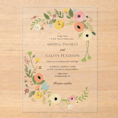 Invitations En Acrylique Mariage Fleur sauvage bohémien (Recto)