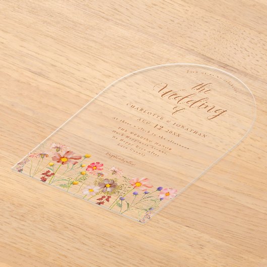 Invitations En Acrylique Mariage Fleur sauvage Boho (Poser)