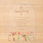 Invitations En Acrylique Mariage Fleur sauvage Boho (Recto)