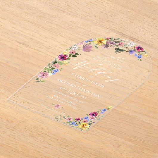 Invitations En Acrylique Mariage Fleur sauvage Boho (Poser)