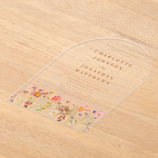 Invitations En Acrylique Mariage Fleur sauvage Boho (Poser)