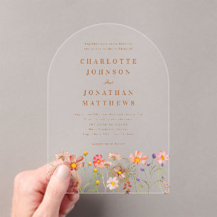 Invitations En Acrylique Mariage Fleur sauvage Boho