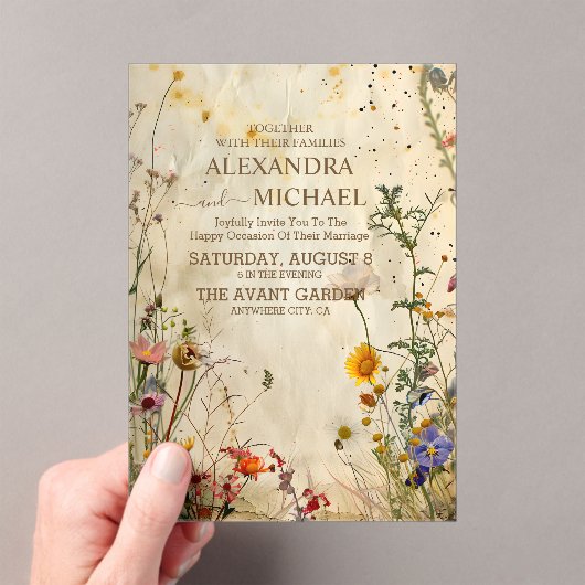 Invitations En Acrylique Mariage Fleur sauvage Boho Fall (In situ (ordinateur de poche))
