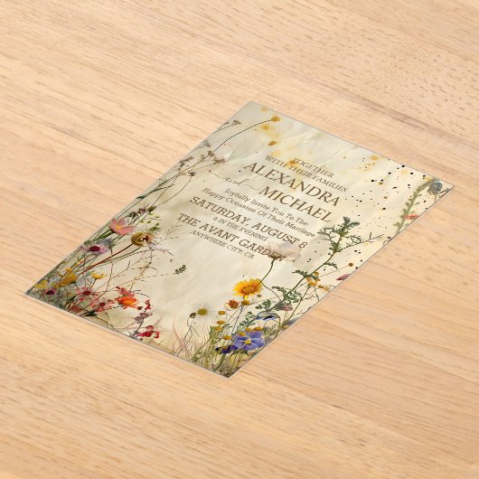 Invitations En Acrylique Mariage Fleur sauvage Boho Fall (Poser)