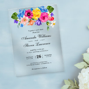 Invitations En Acrylique Mariage fleur sauvage chic et coloré