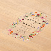 Invitations En Acrylique Mariage Fleur sauvage couleur d'aquarelle de print (Poser)