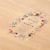 Invitations En Acrylique Mariage Fleur sauvage d'aquarelle en gras (Poser)