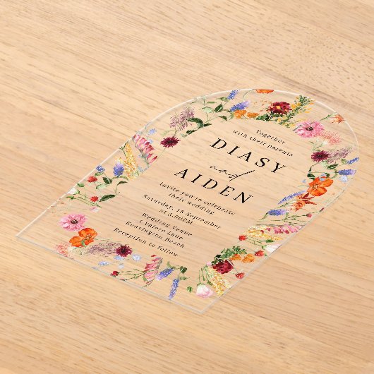 Invitations En Acrylique Mariage Fleur sauvage d'aquarelle en gras (Poser)