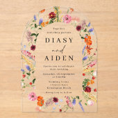 Invitations En Acrylique Mariage Fleur sauvage d'aquarelle en gras (Recto)