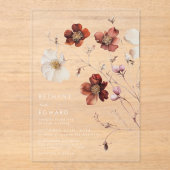 Invitations En Acrylique Mariage Fleur sauvage d'automne (Recto)