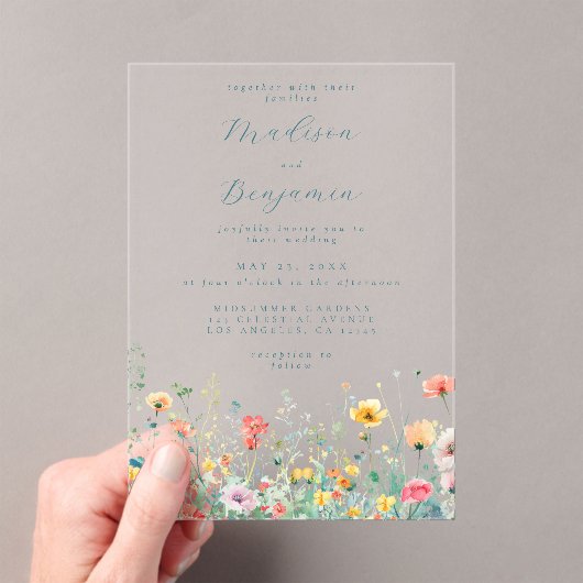 Invitations En Acrylique Mariage Fleur sauvage de printemps Whimsical (In situ (ordinateur de poche))