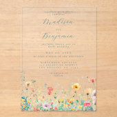 Invitations En Acrylique Mariage Fleur sauvage de printemps Whimsical (Recto)