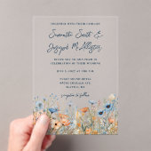 Invitations En Acrylique Mariage Fleur sauvage Dusty Blue Watercolor (In situ (ordinateur de poche))