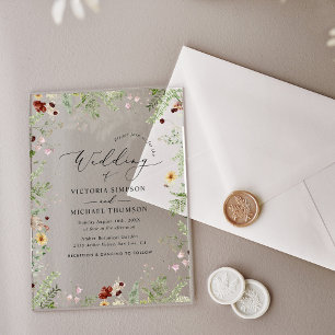 Invitations En Acrylique Mariage Fleur sauvage élégant