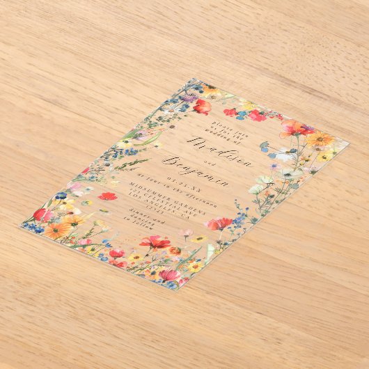 Invitations En Acrylique Mariage Fleur sauvage en gras (Poser)
