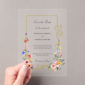 Invitations En Acrylique Mariage fleur sauvage Enregistrer la date (In situ (ordinateur de poche))