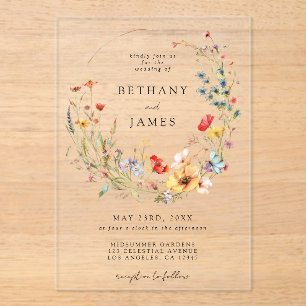 Invitations En Acrylique Mariage Fleur sauvage Fairy Tale