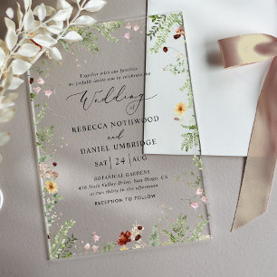 Invitations En Acrylique Mariage Fleur sauvage minimaliste Boho